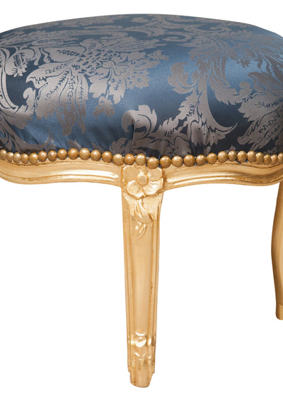 Biscottini Panchetto poggiapiedi stile francese Luigi XVI in legno massello di faggio XVI,