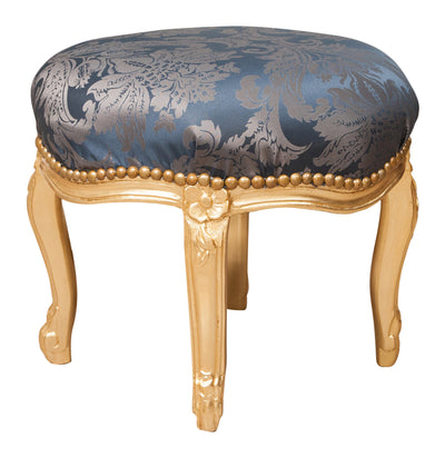 Biscottini Panchetto poggiapiedi stile francese Luigi XVI in legno massello di faggio XVI,