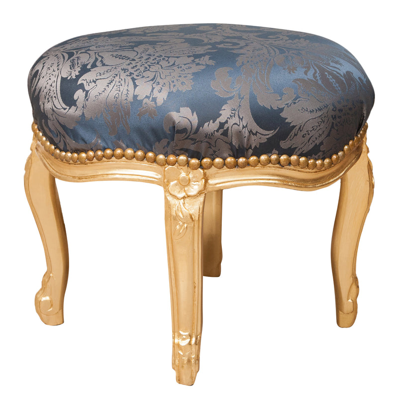 Biscottini Panchetto poggiapiedi stile francese Luigi XVI in legno massello di faggio XVI,