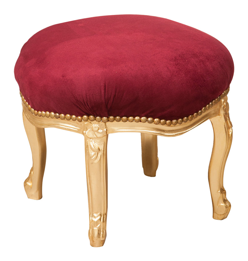 Biscottini Panchetto poggiapiedi stile francese Luigi XVI in legno massello di faggio XVI,