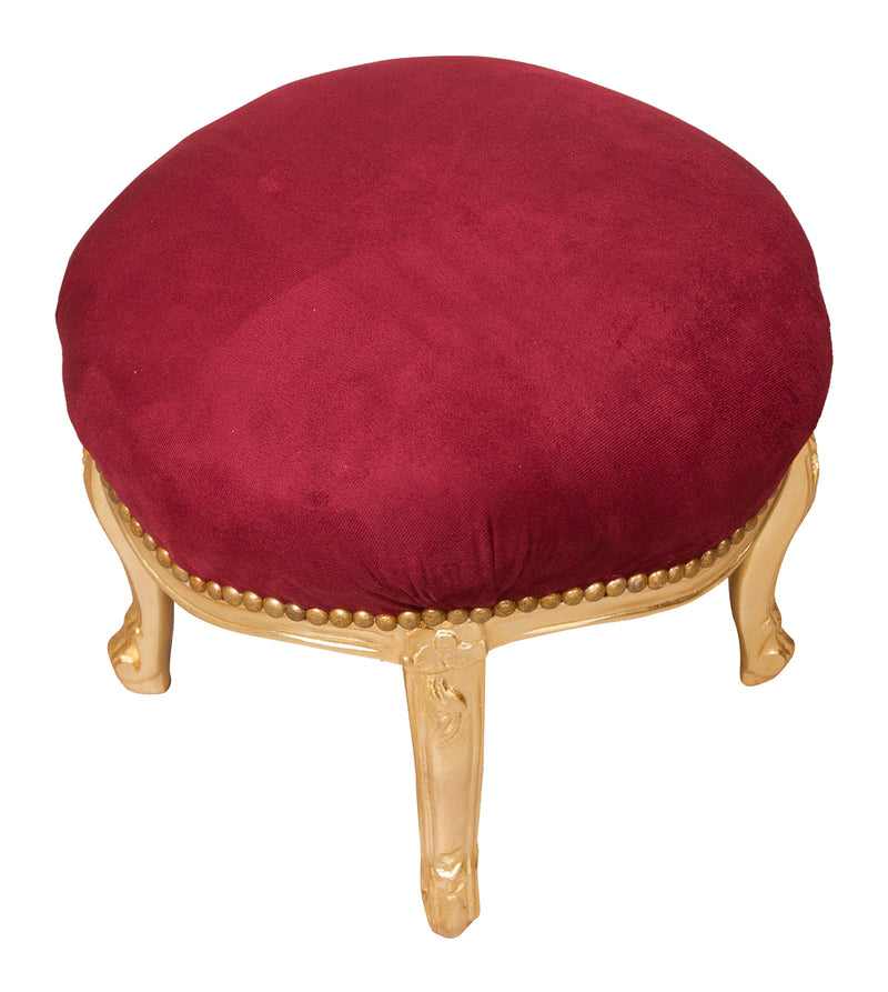 Biscottini Panchetto poggiapiedi stile francese Luigi XVI in legno massello di faggio XVI,