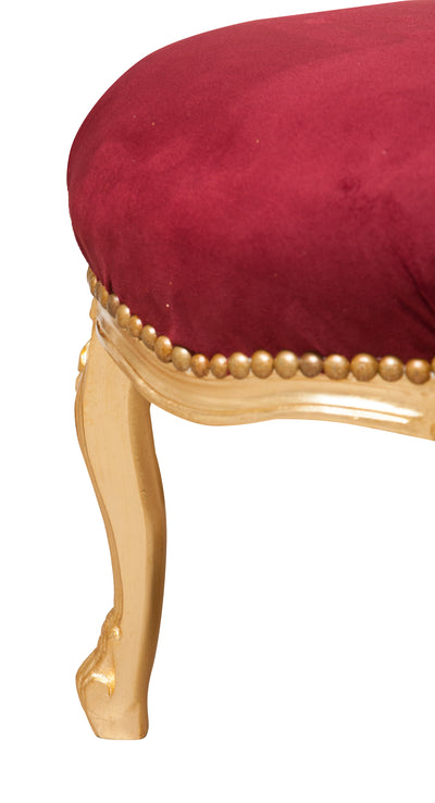 Biscottini Panchetto poggiapiedi stile francese Luigi XVI in legno massello di faggio XVI,