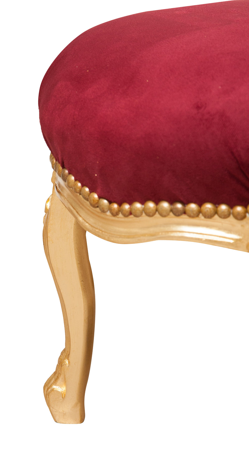 Biscottini Panchetto poggiapiedi stile francese Luigi XVI in legno massello di faggio XVI,