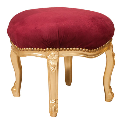 Biscottini Panchetto poggiapiedi stile francese Luigi XVI in legno massello di faggio XVI,