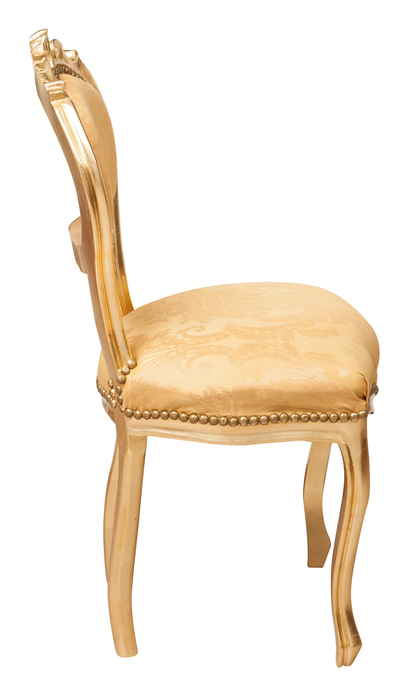 Biscottini Sedia stile francese Luigi XVI in legno massello di faggio ORO/ORO poltroncina