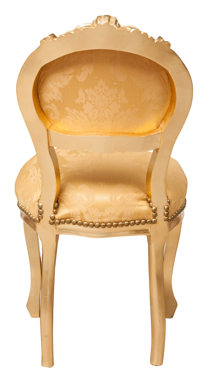 Biscottini Sedia stile francese Luigi XVI in legno massello di faggio ORO/ORO poltroncina