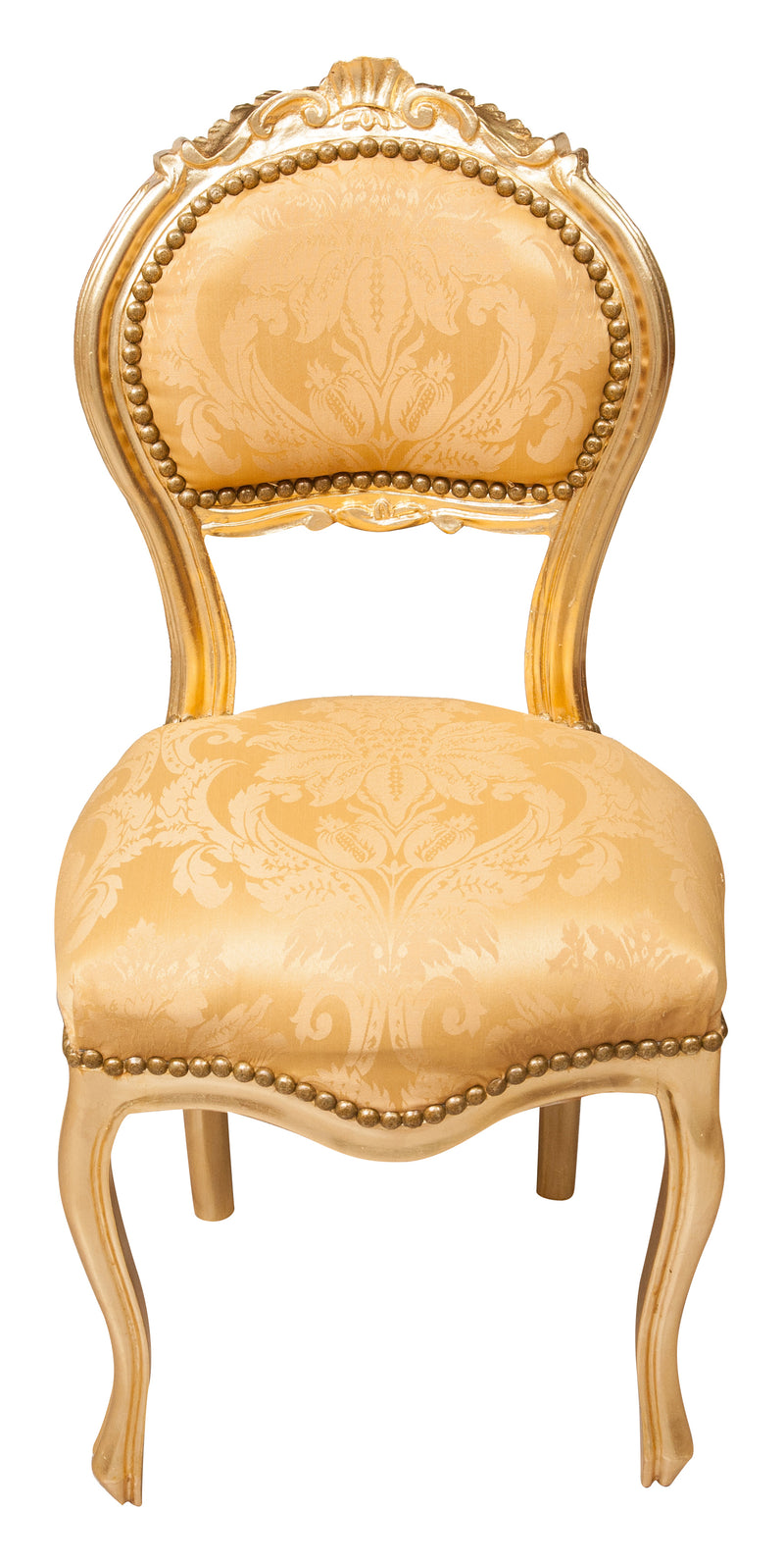 Biscottini Sedia stile francese Luigi XVI in legno massello di faggio ORO/ORO poltroncina