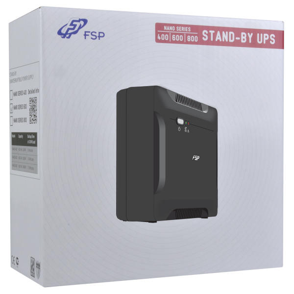 FSP Nano 800 gruppo di continuità [UPS] Standby [Offline] 0,8 kVA 480 W 2 presa[e] AC (FSP Nano 800 - UPS - 480 Watt - 800 VA)