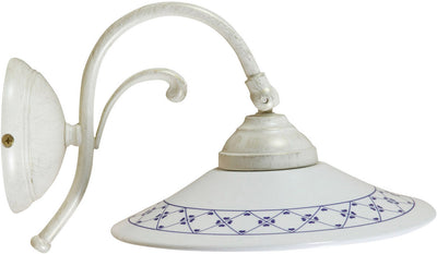 Biscottini Lampada applique a muro style Country in fusione di ottone patinato in bianco invecchiato L30XPR21XH18 cm Made in Italy