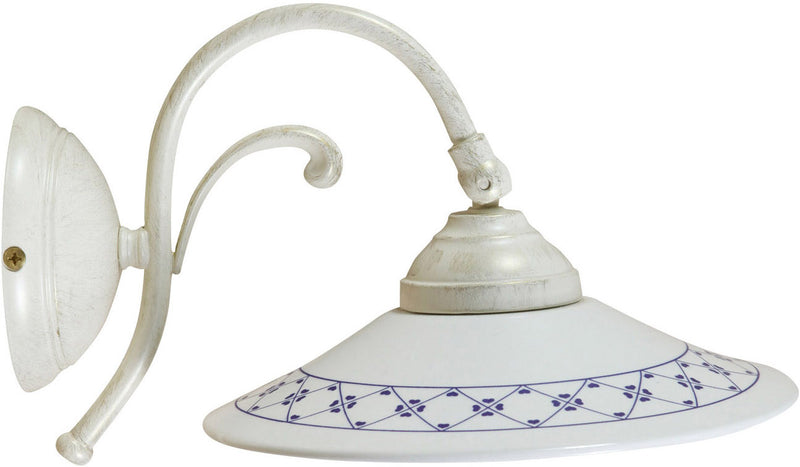 Biscottini Lampada applique a muro style Country in fusione di ottone patinato in bianco invecchiato L30XPR21XH18 cm Made in Italy