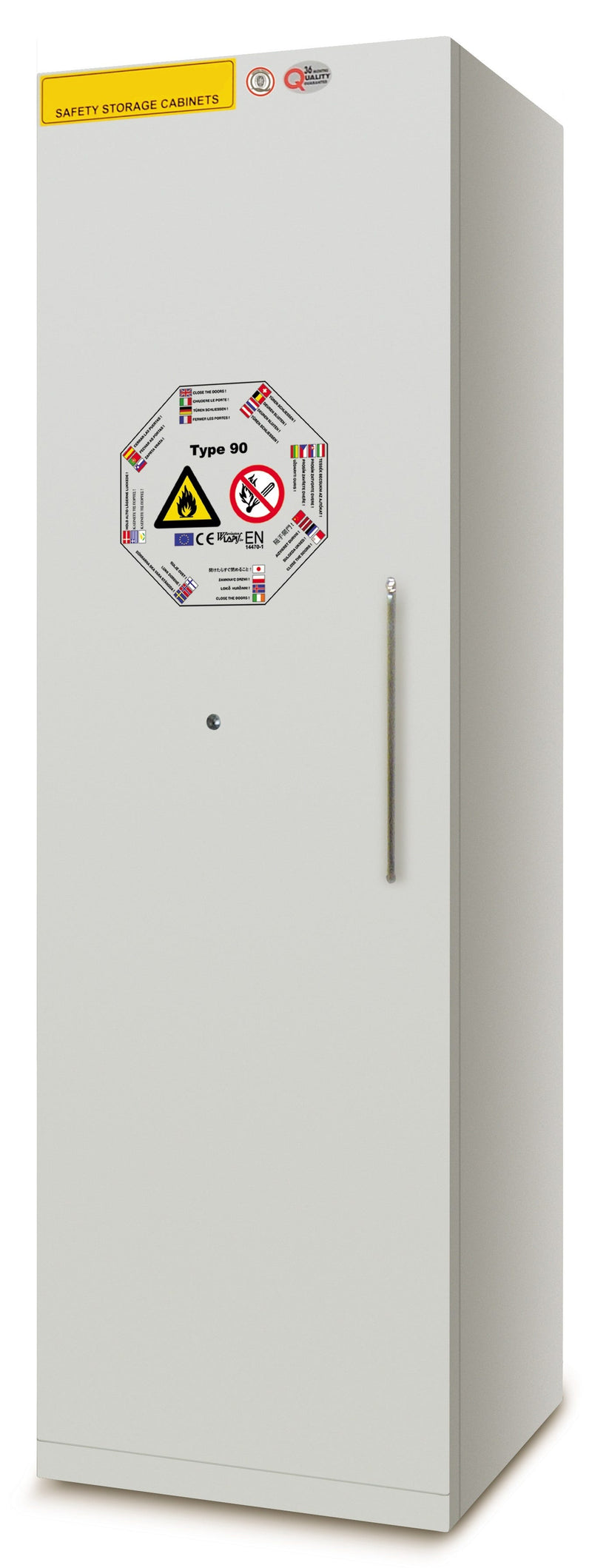 Armadio di sicurezza certificato contro il fuoco 90 minuti EN 14470-1 per prodotti liquidi e solidi infiammabili cm. 60x60x195h