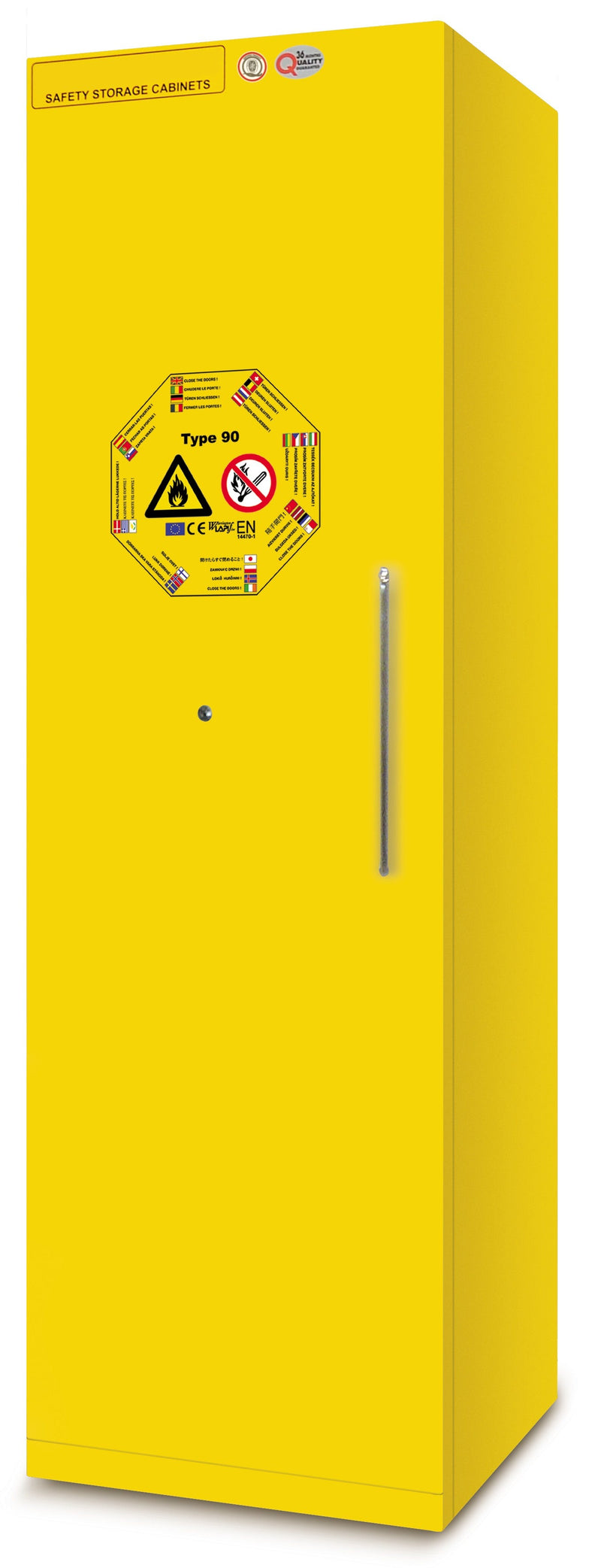 Armadio di sicurezza certificato contro il fuoco 90 minuti EN 14470-1 per prodotti liquidi e solidi infiammabili cm. 60x60x195h