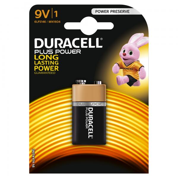 Confezione 1 batteria DURACELL PLUS POWER - Tipo Alcaline Prismatic - 9 Volt