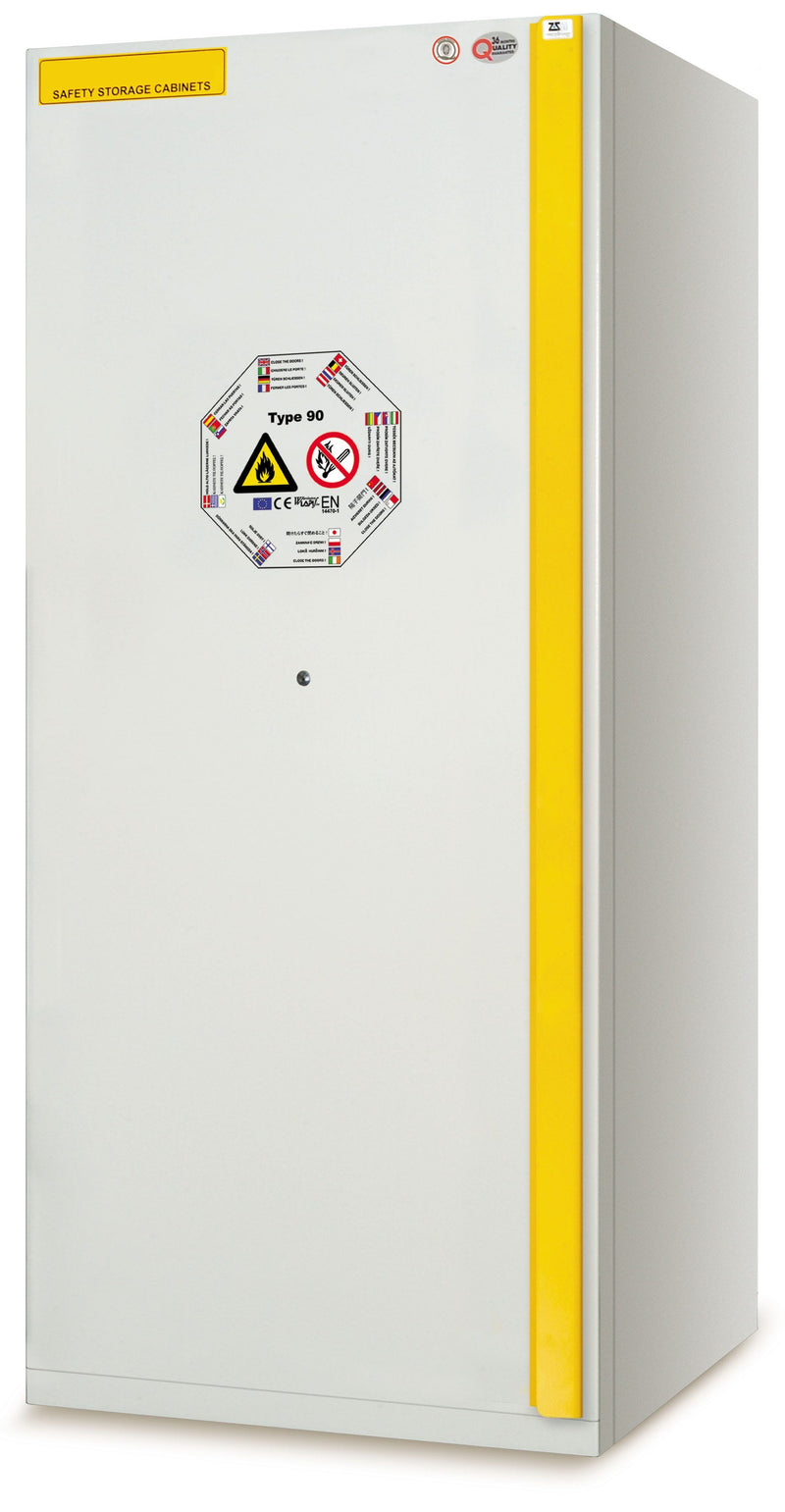 Armadio di sicurezza certificato contro il fuoco 90 minuti EN 14470-1 per prodotti liquidi e solidi infiammabili cm. 90x60x195h