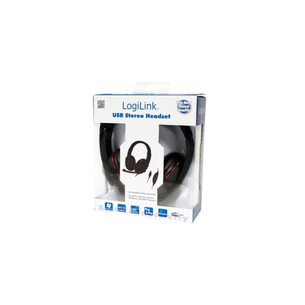 LogiLink HS0033 cuffia e auricolare Padiglione auricolare Nero, Rosso