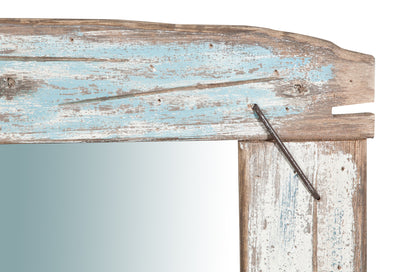 Biscottini Specchio da parete in legno massello L63xPR4xH88 cm. effetto antico dipinto