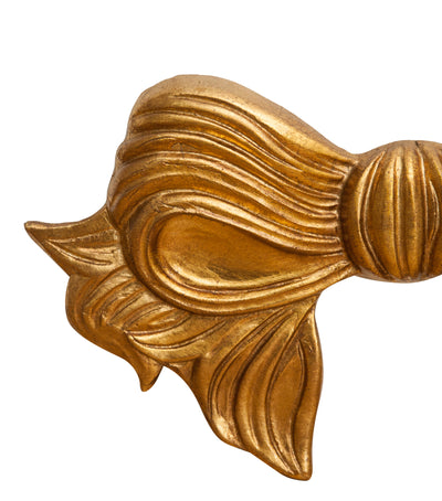 Biscottini Decoro a forma di fiocco in legno finitura foglia oro anticato L67xPR7xH38 cm Made in Italy