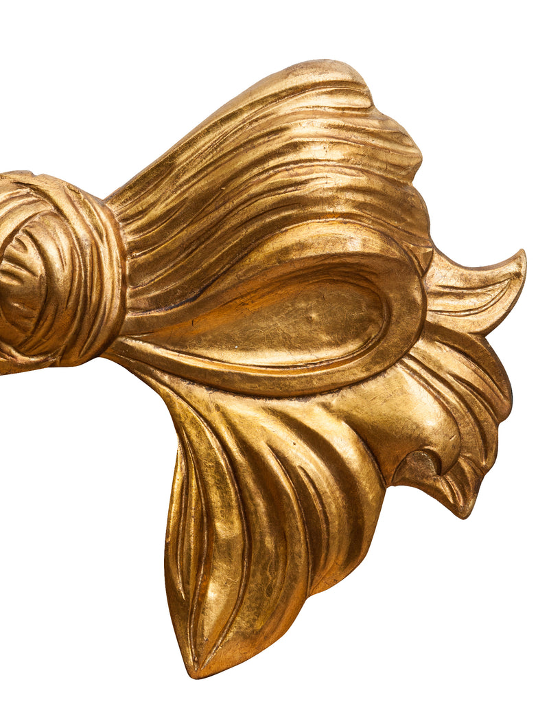 Biscottini Decoro a forma di fiocco in legno finitura foglia oro anticato L87xPR7xH50 cm Made in Italy