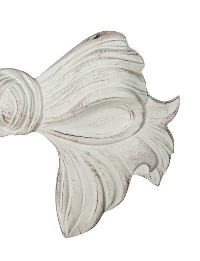 Biscottini Decoro a forma di fiocco in legno finitura bianco anticato L87xPR7xH50 cm Made in Italy