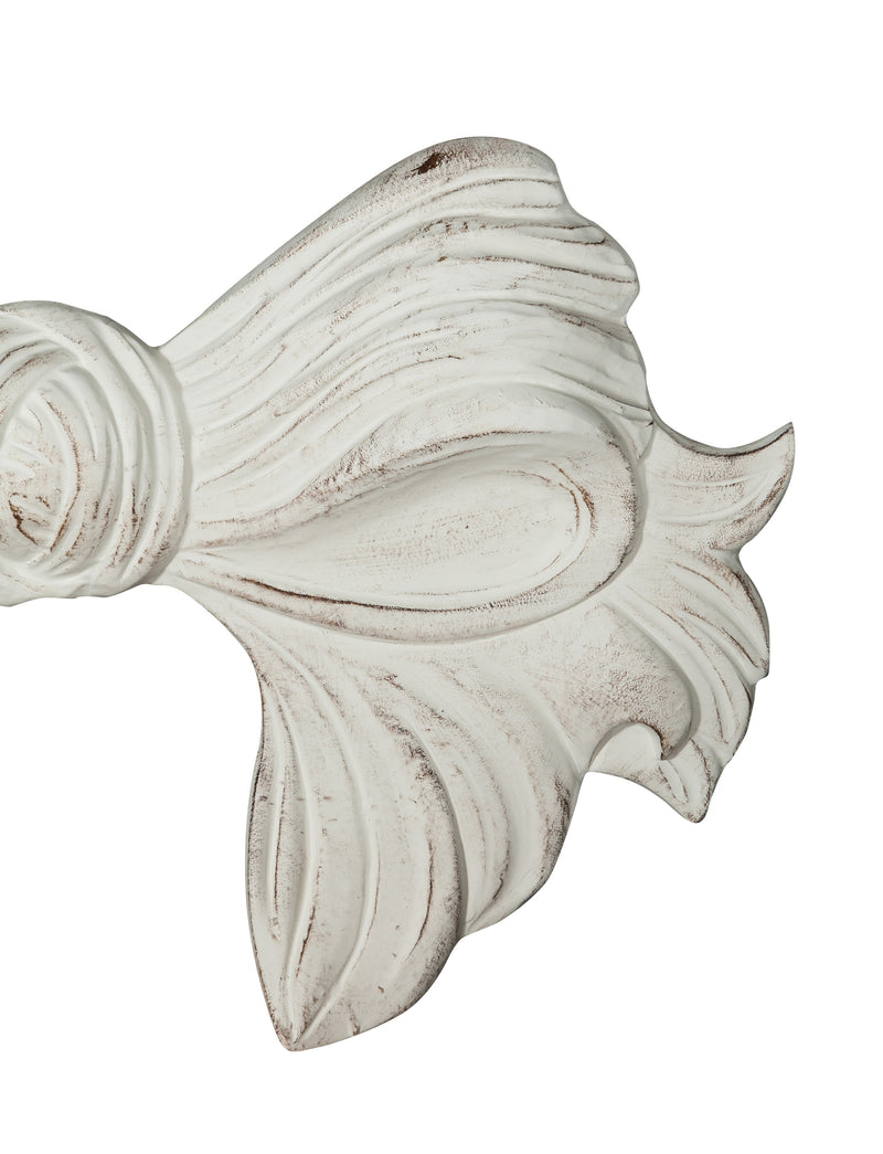 Biscottini Decoro a forma di fiocco in legno finitura bianco anticato L87xPR7xH50 cm Made in Italy