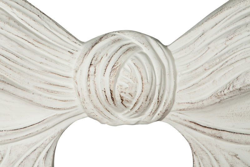 Biscottini Decoro a forma di fiocco in legno finitura bianco anticato L87xPR7xH50 cm Made in Italy