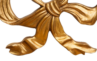 Biscottini Decoro a forma di fiocco in legno finitura foglia oro anticato L56xPR4xH39 cm Made in Italy