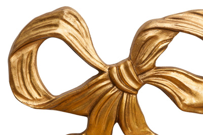 Biscottini Decoro a forma di fiocco in legno finitura foglia oro anticato L56xPR4xH39 cm Made in Italy