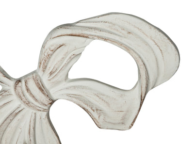 Biscottini Decoro a forma di fiocco in legno finitura bianco anticato L56xPR3xH39 cm Made in Italy