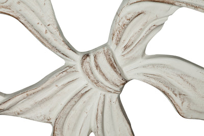 Biscottini Decoro a forma di fiocco in legno finitura bianco anticato L56xPR3xH39 cm Made in Italy