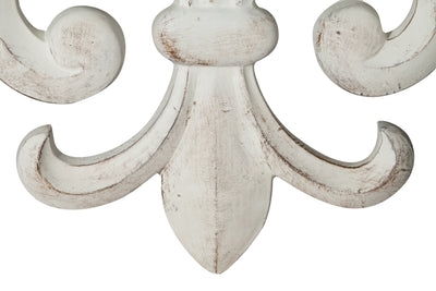 Biscottini Decoro a forma di giglio in legno finitura bianco anticato L63xPR6xH48 cm Made in Italy