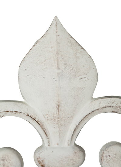 Biscottini Decoro a forma di giglio in legno finitura bianco anticato L63xPR6xH48 cm Made in Italy