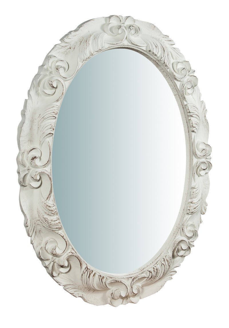 Biscottini Specchiera da parete verticale/orizzontale in legno finitura bianco anticato L66xPR4,5xH88 cm Made in Italy