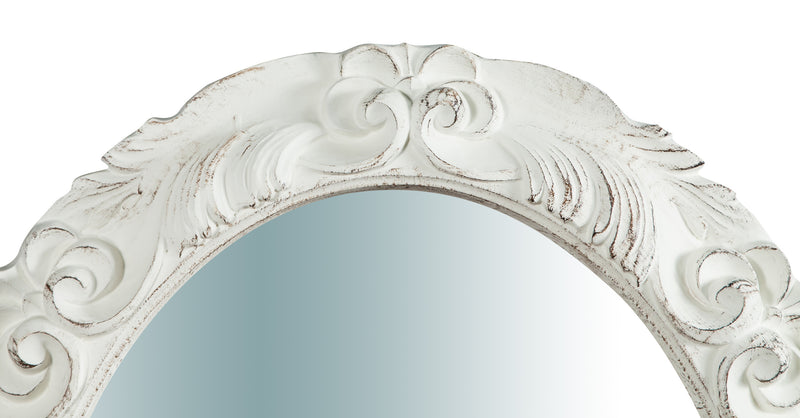 Biscottini Specchiera da parete verticale/orizzontale in legno finitura bianco anticato L66xPR4,5xH88 cm Made in Italy