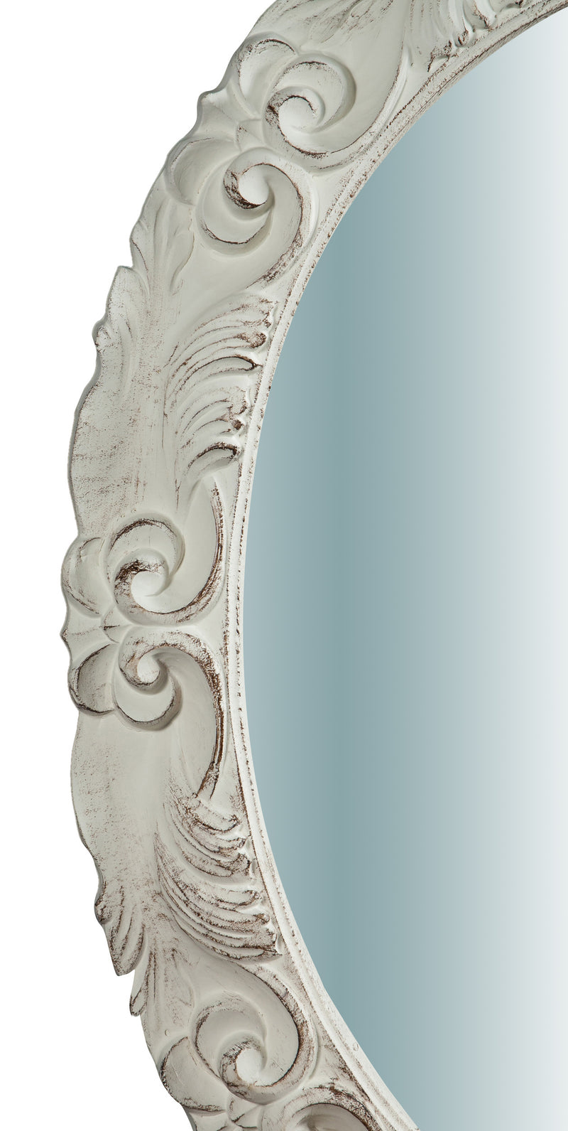 Biscottini Specchiera da parete verticale/orizzontale in legno finitura bianco anticato L66xPR4,5xH88 cm Made in Italy