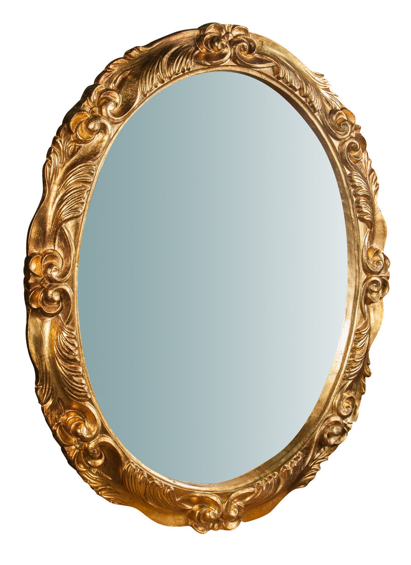 Biscottini Specchiera da parete verticale/orizzontale in legno finitura foglia oro anticato L98xPR7xH78 cm Made in Italy