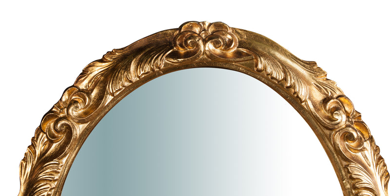 Biscottini Specchiera da parete verticale/orizzontale in legno finitura foglia oro anticato L98xPR7xH78 cm Made in Italy