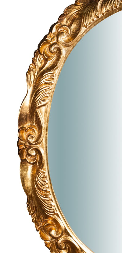 Biscottini Specchiera da parete verticale/orizzontale in legno finitura foglia oro anticato L98xPR7xH78 cm Made in Italy