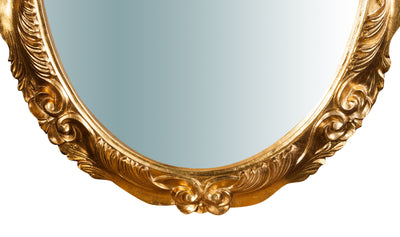 Biscottini Specchiera da parete verticale/orizzontale in legno finitura foglia oro anticato L98xPR7xH78 cm Made in Italy