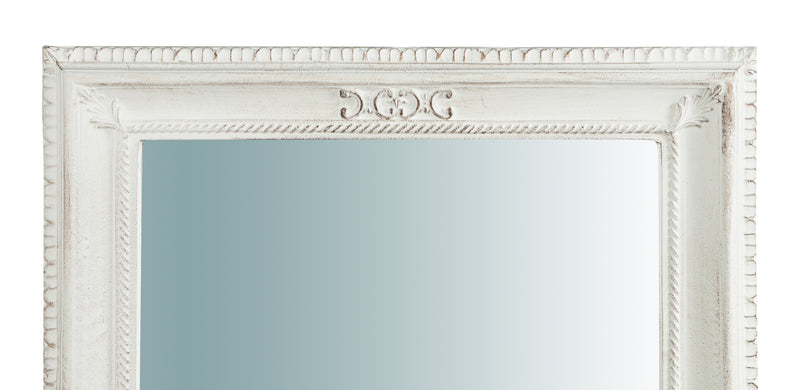 Biscottini Specchiera da parete verticale/orizzontale in legno finitura bianco anticato L67xPR4,5xH87 cm Made in Italy