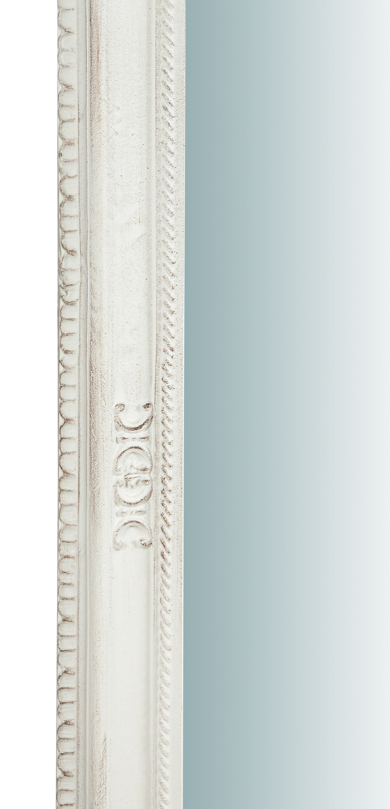 Biscottini Specchiera da parete verticale/orizzontale in legno finitura bianco anticato L67xPR4,5xH87 cm Made in Italy