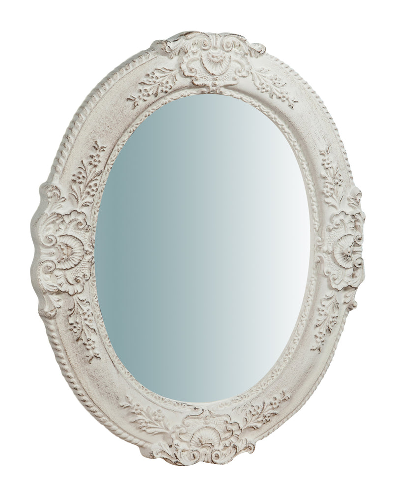 Biscottini Specchiera da parete verticale/orizzontale in legno finitura bianco anticato L40xPR2,5xH32 cm Made in Italy