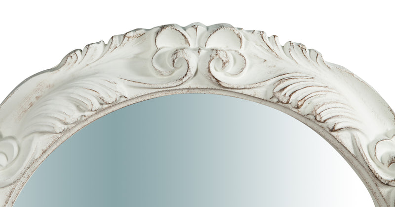 Biscottini Specchiera da parete verticale/orizzontale in legno finitura bianco anticato L66xPR5xH66 cm Made in Italy