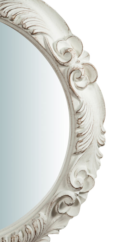 Biscottini Specchiera da parete verticale/orizzontale in legno finitura bianco anticato L66xPR5xH66 cm Made in Italy