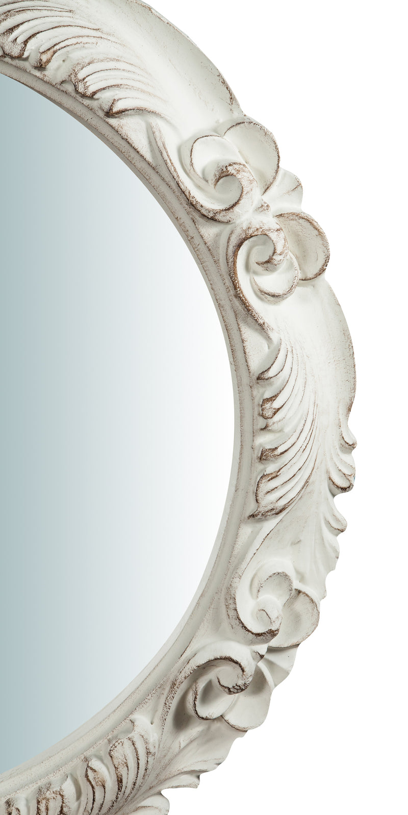 Biscottini Specchiera da parete verticale/orizzontale in legno finitura bianco anticato L66xPR5xH66 cm Made in Italy