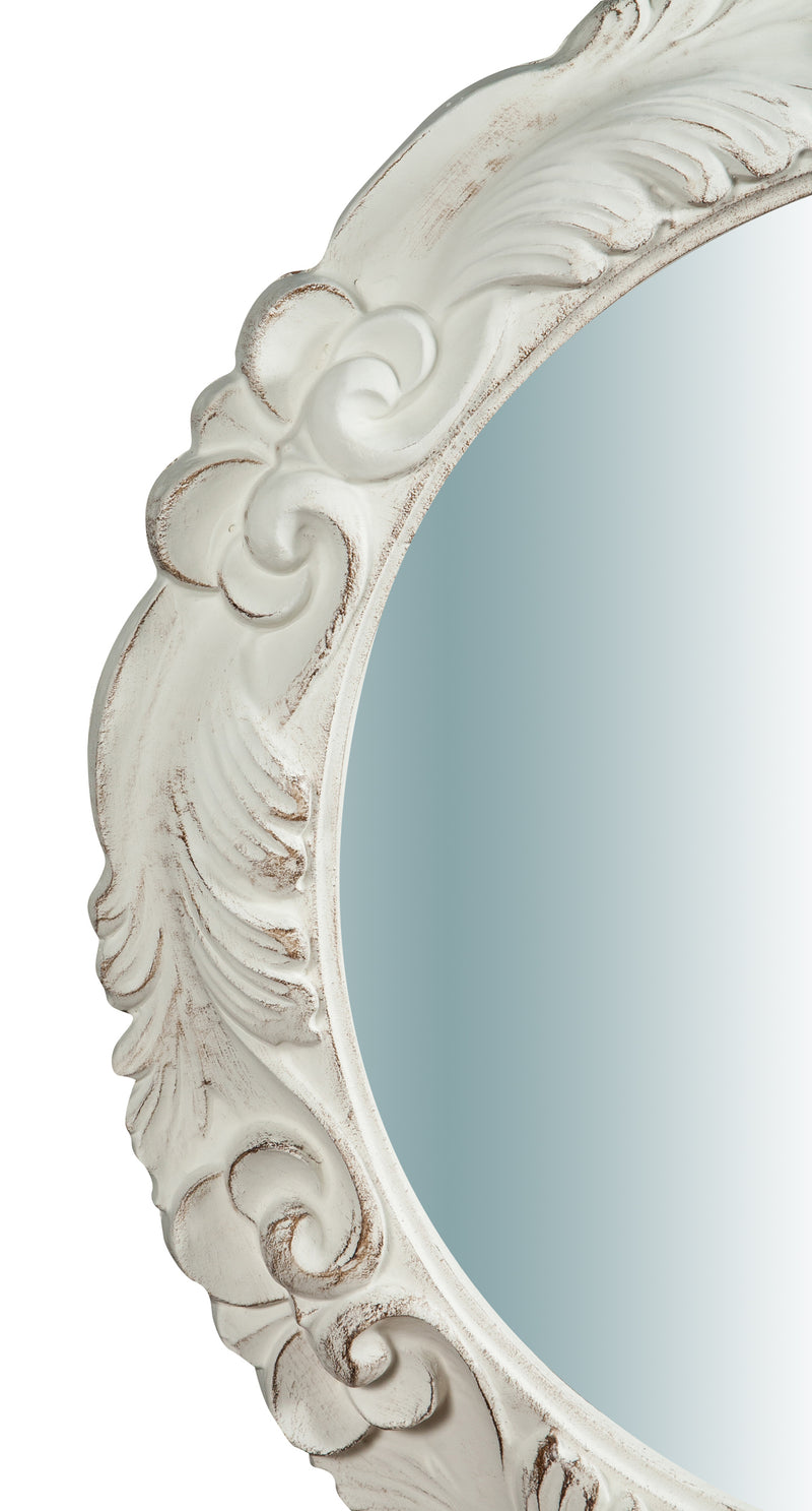 Biscottini Specchiera da parete verticale/orizzontale in legno finitura bianco anticato L66xPR5xH66 cm Made in Italy