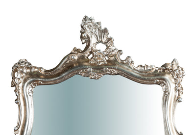 Biscottini Specchiera da parete in legno finitura foglia argento anticato L66XPR7XH118 CM Made in Italy