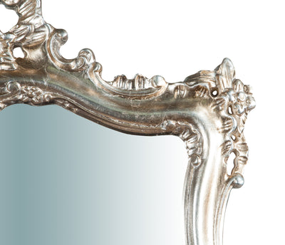 Biscottini Specchiera da parete in legno finitura foglia argento anticato L66XPR7XH118 CM Made in Italy