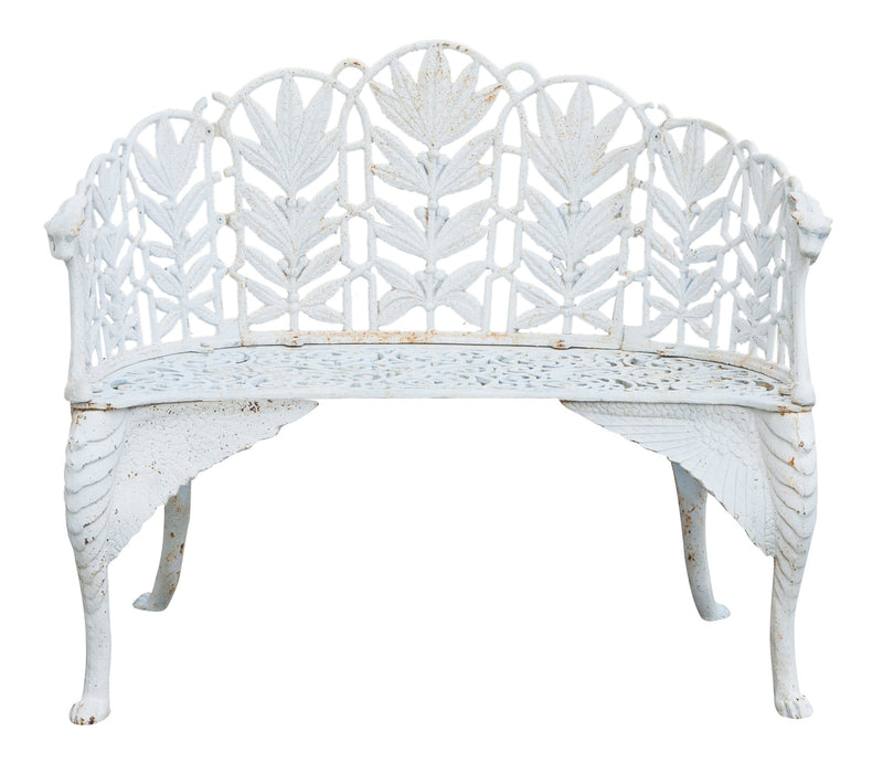 Biscottini Panchina liberty in fusione di ghisa finitura bianca anticata