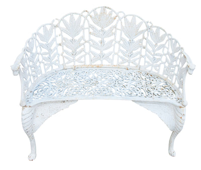 Biscottini Panchina liberty in fusione di ghisa finitura bianca anticata
