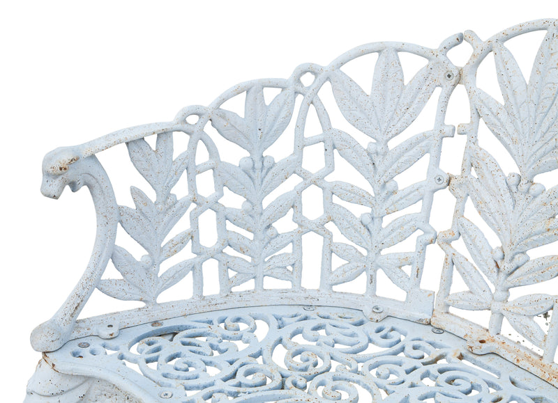 Biscottini Panchina liberty in fusione di ghisa finitura bianca anticata